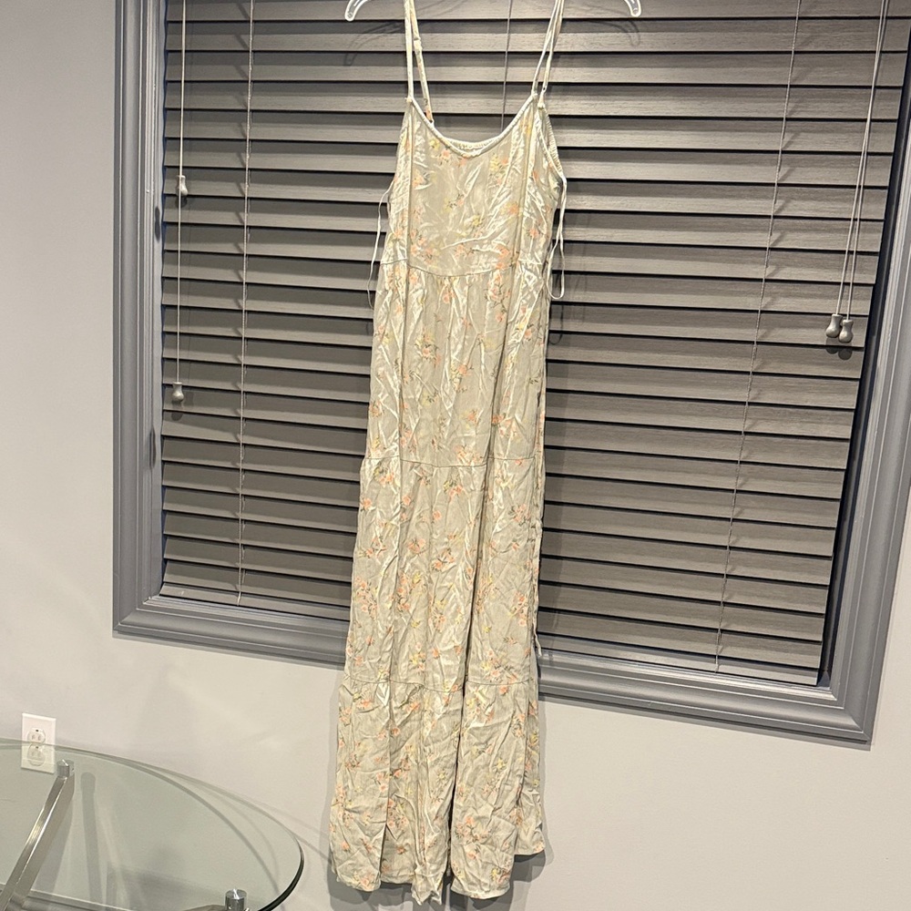Pink Rose Floral Maxi Dress - Cream and Orange